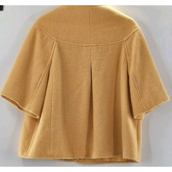 Ellen Tracy Mustard Yellow Angora & Wool Blend One Button Coat Sz 8 Pockets - Picture 3 of 7